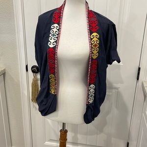 1 September size petite shrug sleeveless with Embroidery